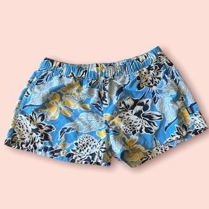 Patagonia Barely Baggies Blue Hawaiian Print Shorts | Women’s Large
